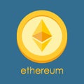 Ethereum logo. Cryptocurrency icon. Crypto coin logotype. Net banking sign. International money or currency. Vector illustration. Royalty Free Stock Photo